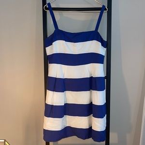 LOFT, Size 6, blue + white stripped dress